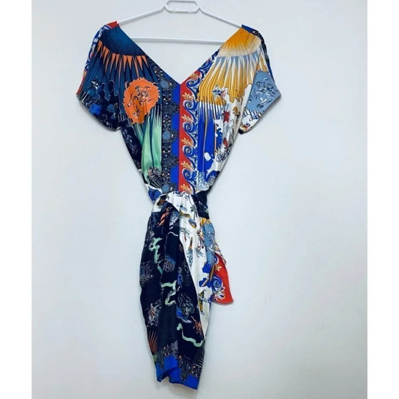 Carven - Pure Silk Multicolour Mythological Mini Dress - Picture 4 of 9